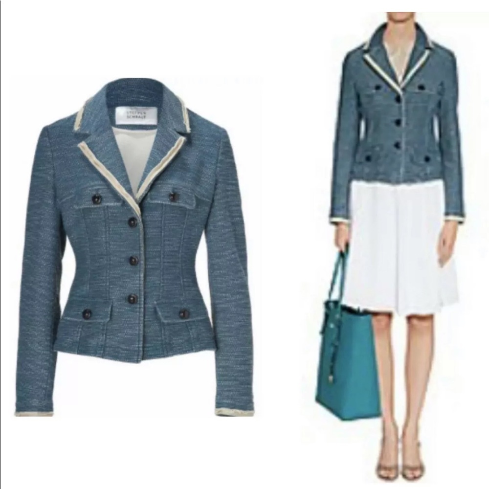 Steffen Schraut Woven Blue Hampton Blazer Sz M